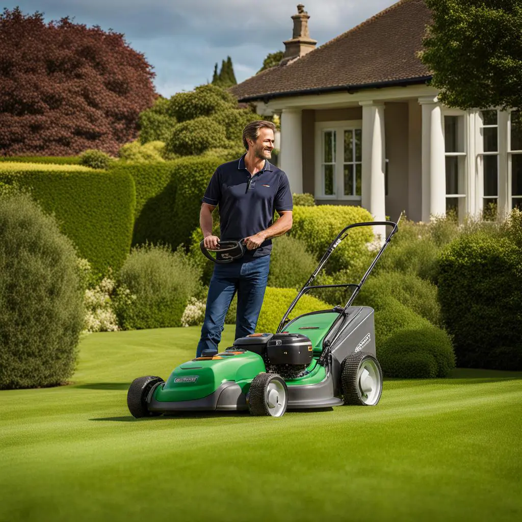 lawn care epsom man and mower